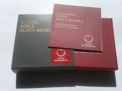 Umverpackung, Zertifikat + Etui für 50 euro 2012 Klimt Adele Bloch Bauer Gold NO coin