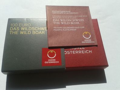 Umverpackung, Zertifikat + Etui für 100 euro 2014 Wildtiere Gold NO coin