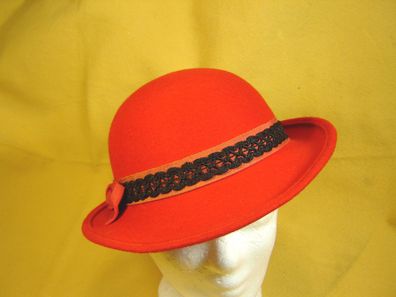 Damenhut Trachtenhut kleiner Dirndlhut rot mit Band schwarz DH251