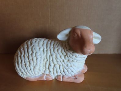 Figur Schaf liegt weiß terrakotta Keramik Gilde