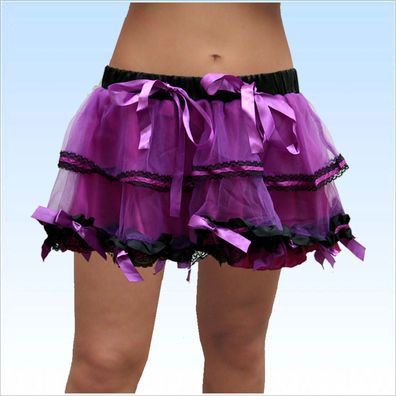 Sexy Petticoat mit Schleifen und Spitze Gr. XS-L Lila Kleid Rock Unterrock