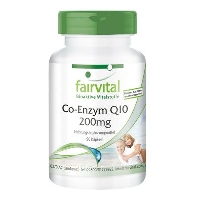 Co-Enzym Q10 200mg - 90 Kapseln Ubiquinon, hochdosiert, vegan - fairvital