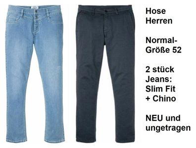 Hose Herren Normal-Größe 52, 2 stück Jeans: Slim Fit + Chino. NEU und ungetragen.