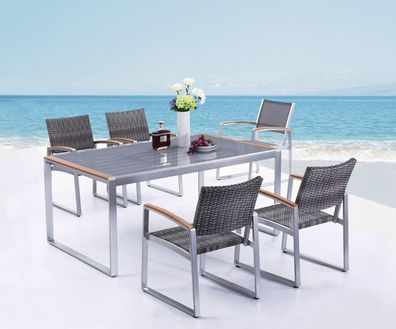 5tlg Garden Pleasure Sitzgruppe Tisch Esstisch Stuhl Stühle Sessel Terrasse