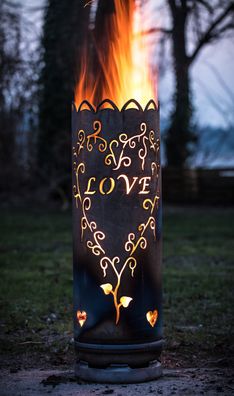 Feuertonne Liebe Love Feuerstelle für Garten und Terrasse