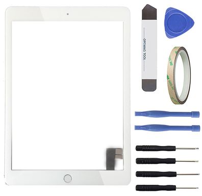 Touchscreen f Apple iPad Air 2 2014 9.7" A1566 A1567 Glas Scheibe Kleber weiß