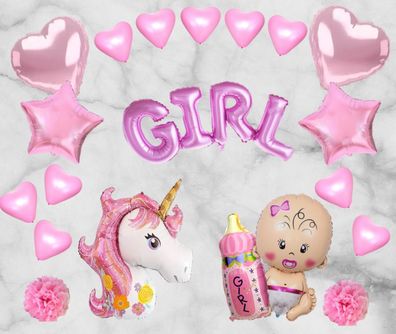 Girl Mädchen Geburtparty M - XXL Set wählen ? Babyparty Folienballon Geburt ?