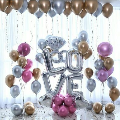 10er Set Metallic Helium Ballon Hochzeitsdeko Luftballons Latexballon Verlobung