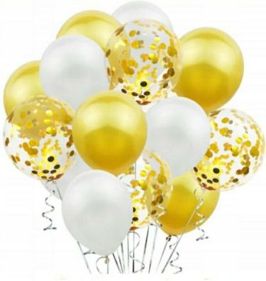 10 x Konfetti Metallic Party Ballons Latexballon Jubiläum Geburtstage Helium
