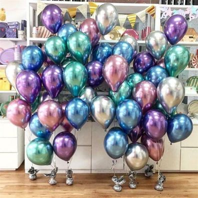 10 Stück Metallic Hochzeitsdeko Luftballons Latexballon Verlobung Geburtstage