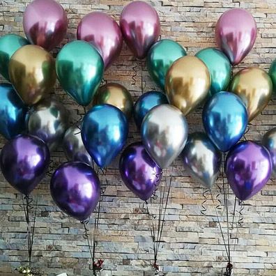 10 Stk Chrome Metallic Party Latexballon Heliumballon Luftballons Geburtstage