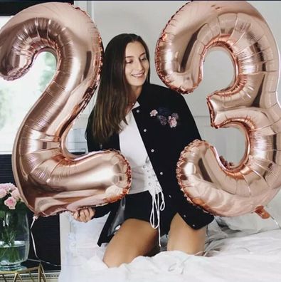 108cm Zahlen XXL Folienballon Rose Gold Blau Rosa Nummer Geburtstag Luftballon ?