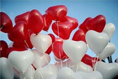 Herz Luftballons Hochzeit Helium Ballons Verlobung Jubiläum rot weiß NEU