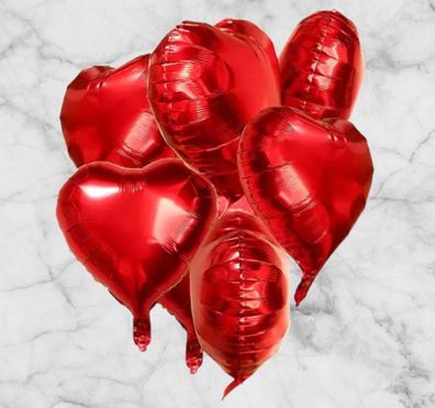 10x Herzform Folienballons Hochzeit Ballons Verlobung Jubiläum rot silber gold