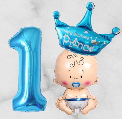 3er XXL Folienballon Set Geburtstag Junge Kindergeburtstag Prinz Prince Zahlen