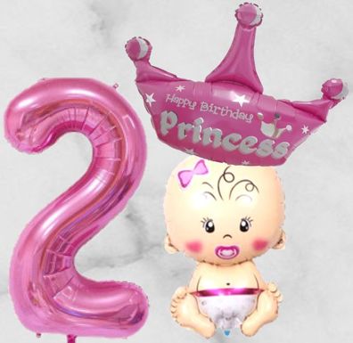3er Set XXL Folienballon Geburtstag Mädchen Kindergeburtstag Prinzessin Princess