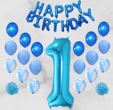 1st Geburtstag 117cm? Blau Rosa XXL Zahl Luftballons Heliumballons Ballons NEU