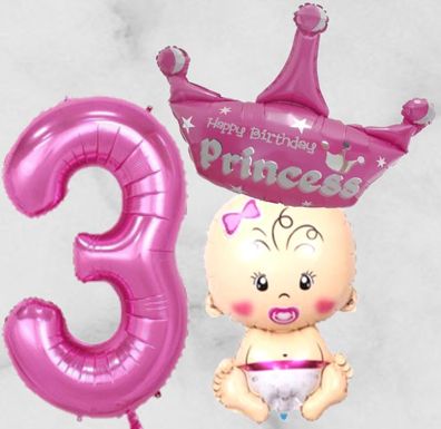 XXL Folienballon Zahlen 0 - 9 Geburtstag Mädchen Kindergeburtstag Prinzessin NEU