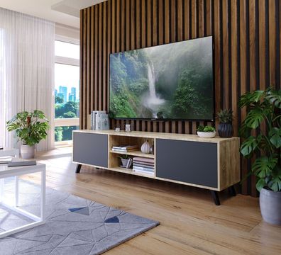 TV-Lowboard TV-Schrank SORO 180 cm Sonoma Eichen Look / Graphit