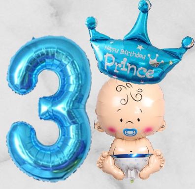 XXL Folienballon Geburtstag bis 102cm Junge Kindergeburtstag Blau Zahlen Rosa
