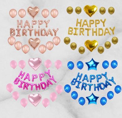 Geburtstag Girlande mit XXL Folienballon Heliumballon Happy Birthday Luftballon