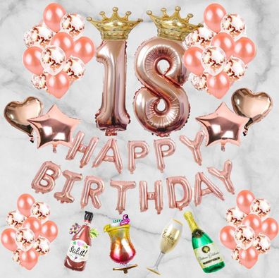 18 Geburtstag Happy Birthday Heliumballon Luftballons Geburtstagsdeko Dekoration
