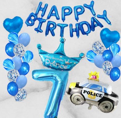 Geburtstag Polizei Folienballon Zahlen 102cm ? Luftballons Ballongirlande Blau