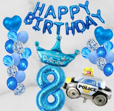 Geburtstag Polizei Set XXL Zahl 102cm ? Riesenballon Luftballons Happy Birthday