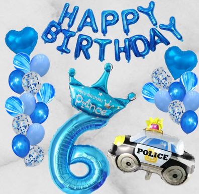 Polizei Partyballon Set Zahl 0 - 9 Kindergeburtstag Luftballons Ballongirlande