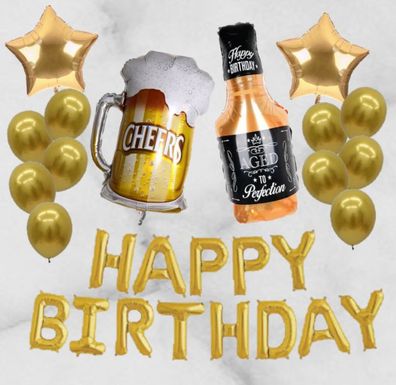27er Luftballon Set Riesenballon Champagner Geburtstag Happy Birthday Sekt Glas