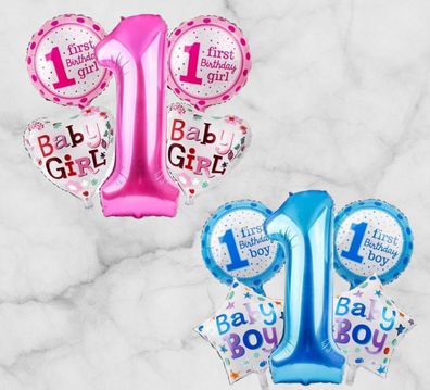 1 Geburtstag Junge Mädchen Zahl Folienballon Heliumballon Luftballon Nummer 1