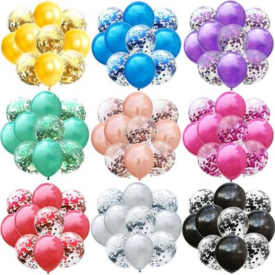 10 Ballons Metallic Konfetti Hochzeit Latexballon Ballonbogen Ballongirlande