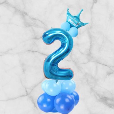 Babyparty Deko 13 Teiliges Set, Zahl 102cm Riesenballon Geburtstag Junge Blau