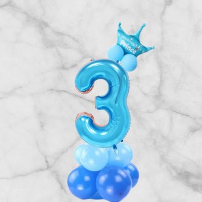 Geburtstagsdekor 13 Teiliges Set, Zahl 102cm Riesenballon Geburtstag Junge Blau