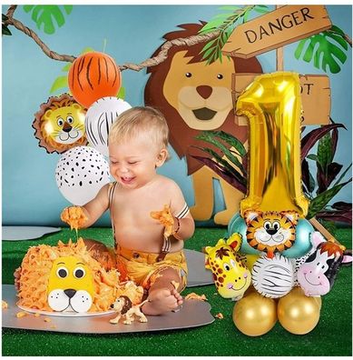 Safari Kindergeburtstag Jungle 33 Teiliges Set Zahl 102cm Gold Babyshower Tiere