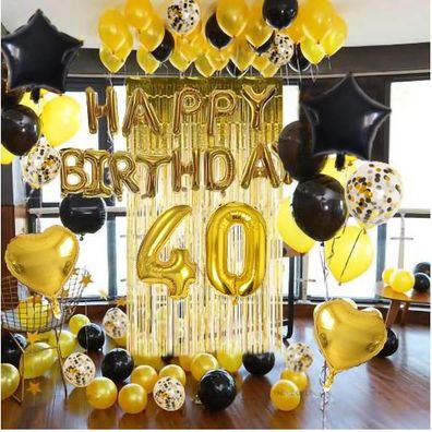 Geburtstag 58er Gold Ballon Set - Happy Birthday Folien Luftballons Konfetti