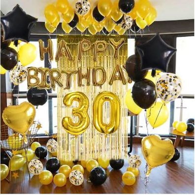 30. Geburtstag 58-tlg Partyballons Happy Birthday Luftballons Alle Zahlen Gold