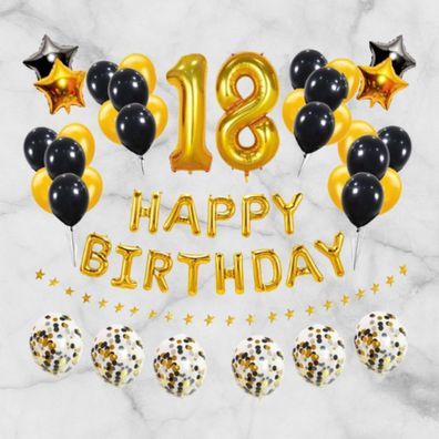 18 Geburtstag alle Zahlen Ballondeko Gold Happy Birthday Luftballons Konfetti