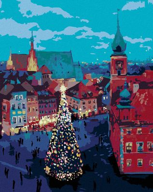 Malen nach Zahlen - Weihnachtsbaum VOR DEM Schloss IN Warschau