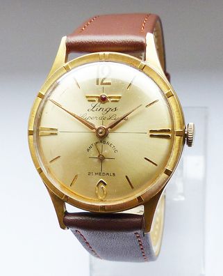 Schöne Lings Classic Super de Luxe 21Medals Herren Vintage Armbanduhr
