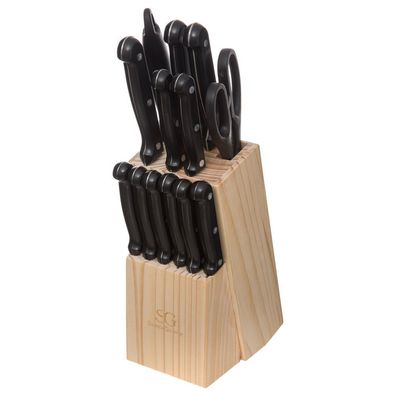Block mit Messern, ein Küchenset Accessoires, Holz, Schwarz - Secret de Gourmet