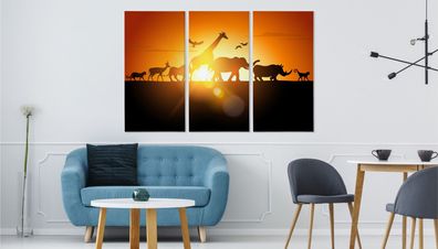 Leinwand Bilder SET 3-Teilig TIERE Sonnenuntergang 3D Wandbilder xxl 5137