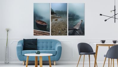 Leinwand Bilder SET 3-Teilig SEE Nebelbootdeck 3D Wandbilder xxl 5186