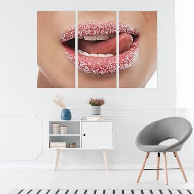 Leinwand Bilder SET 3-Teilig Nette Lippen der Frau 3D Wandbilder xxl 5301