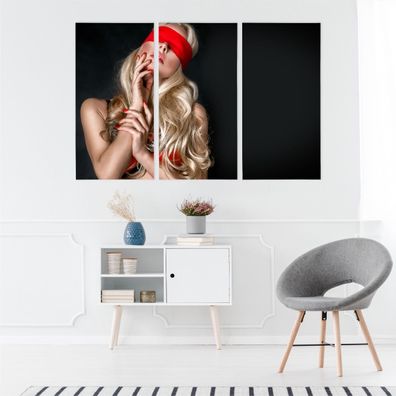 Leinwand Bilder SET 3-Teilig SEXY Blonde 3D-AKT Wandbilder xxl 5321