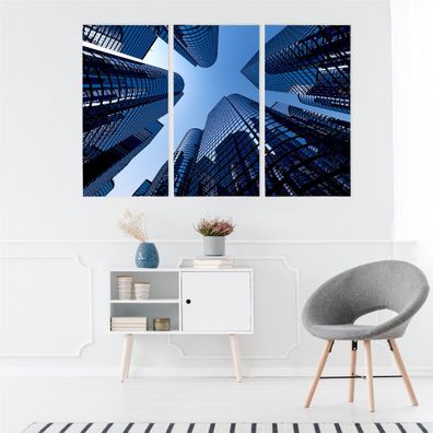 Leinwand Bilder SET 3-Teilig Moderne Wolkenkratzer mit 3D-Effekt Wandbilder 5522