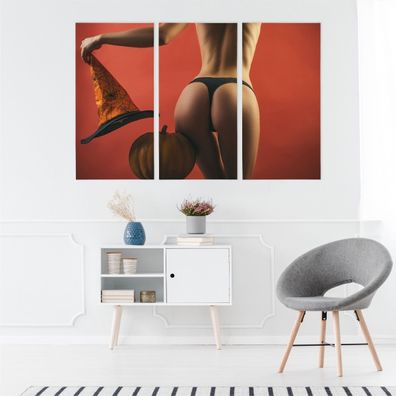 Leinwand Bilder SET 3-Teilig Halloween FRAU 3D Akt Wandbilder xxl 5572