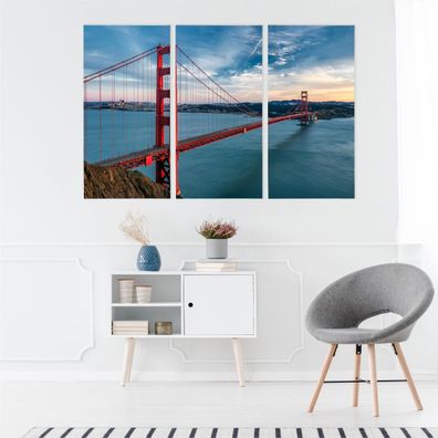 Leinwand Bilder SET 3-Teilig BRueCKE Golden Gate Panorama 3D Wandbilder xxl 5592