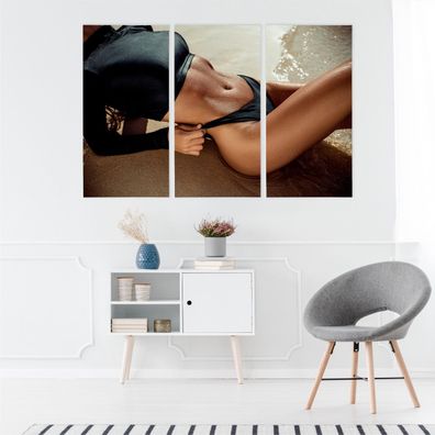 Leinwand Bilder SET 3-Teilig Sexy KÖRPER Erotica Strand Wandbilder xxl 5642