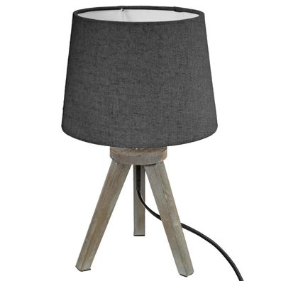 Lampe, Holz, Stativ, Lampenschirm, Grau H31, dunkelgrau - Atmosphera